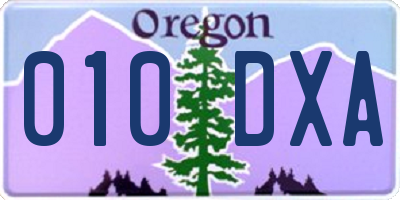 OR license plate 010DXA