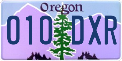 OR license plate 010DXR