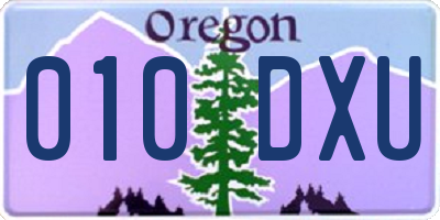 OR license plate 010DXU