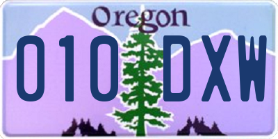 OR license plate 010DXW