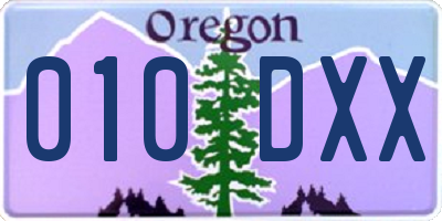 OR license plate 010DXX