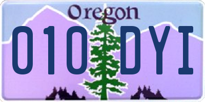 OR license plate 010DYI