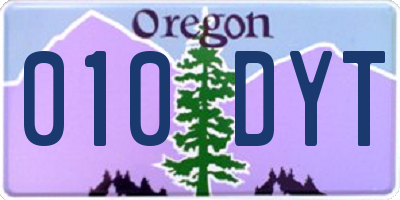 OR license plate 010DYT