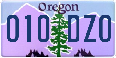 OR license plate 010DZO