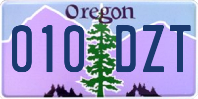 OR license plate 010DZT