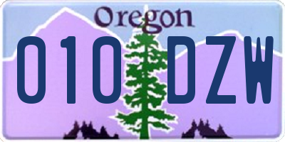 OR license plate 010DZW
