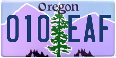 OR license plate 010EAF