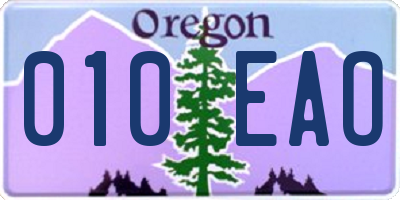 OR license plate 010EAO