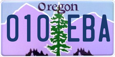 OR license plate 010EBA