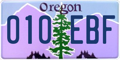 OR license plate 010EBF