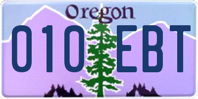 OR license plate 010EBT
