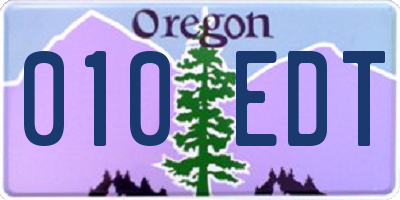 OR license plate 010EDT
