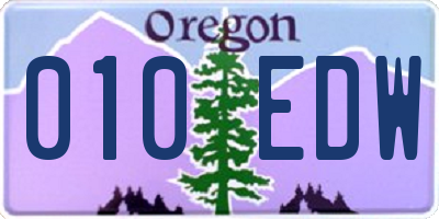 OR license plate 010EDW