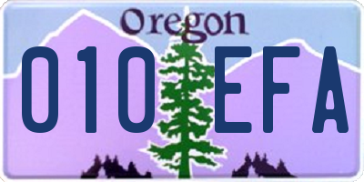 OR license plate 010EFA