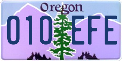 OR license plate 010EFE