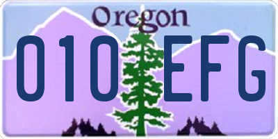 OR license plate 010EFG