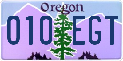 OR license plate 010EGT