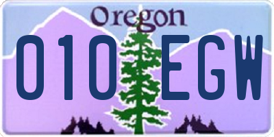OR license plate 010EGW