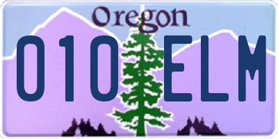 OR license plate 010ELM