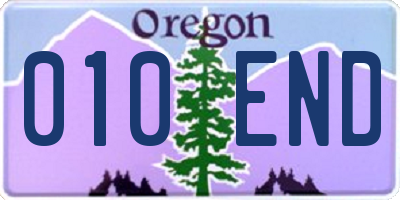 OR license plate 010END