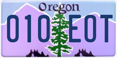 OR license plate 010EOT