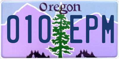 OR license plate 010EPM