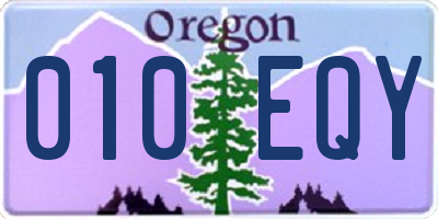 OR license plate 010EQY