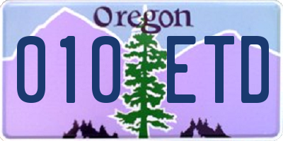 OR license plate 010ETD