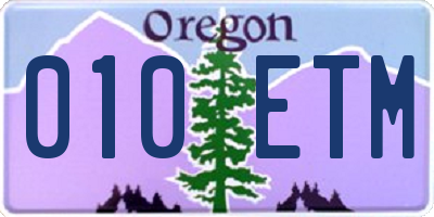 OR license plate 010ETM