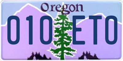 OR license plate 010ETO