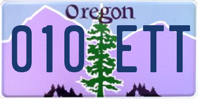 OR license plate 010ETT