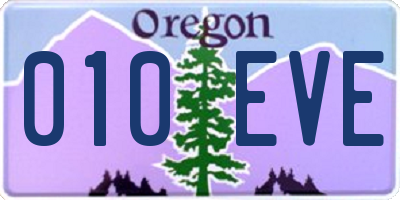 OR license plate 010EVE