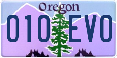 OR license plate 010EVO
