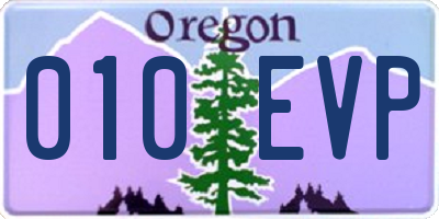 OR license plate 010EVP