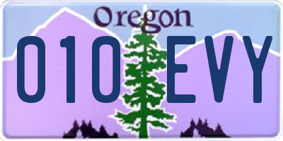OR license plate 010EVY