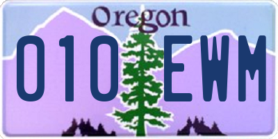 OR license plate 010EWM