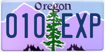 OR license plate 010EXP