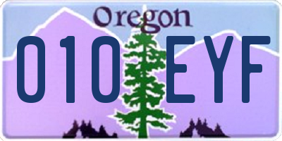 OR license plate 010EYF