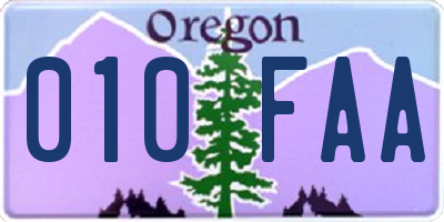 OR license plate 010FAA