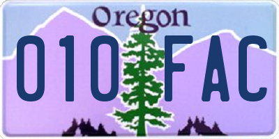 OR license plate 010FAC