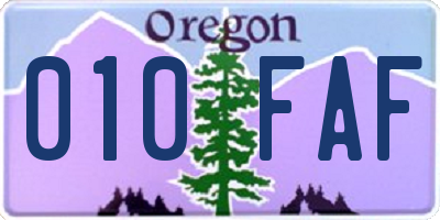 OR license plate 010FAF