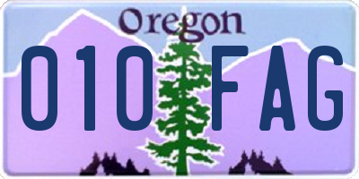 OR license plate 010FAG