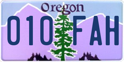 OR license plate 010FAH