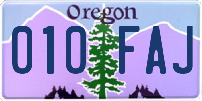 OR license plate 010FAJ