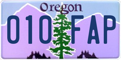 OR license plate 010FAP