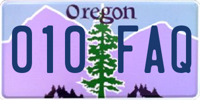 OR license plate 010FAQ