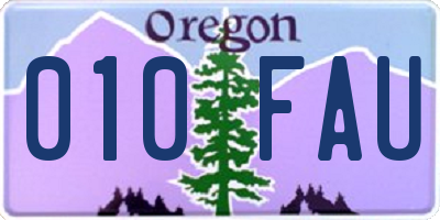 OR license plate 010FAU