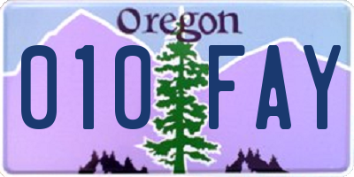 OR license plate 010FAY