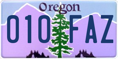 OR license plate 010FAZ