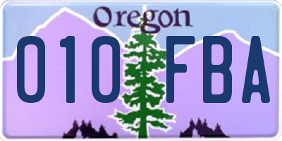 OR license plate 010FBA